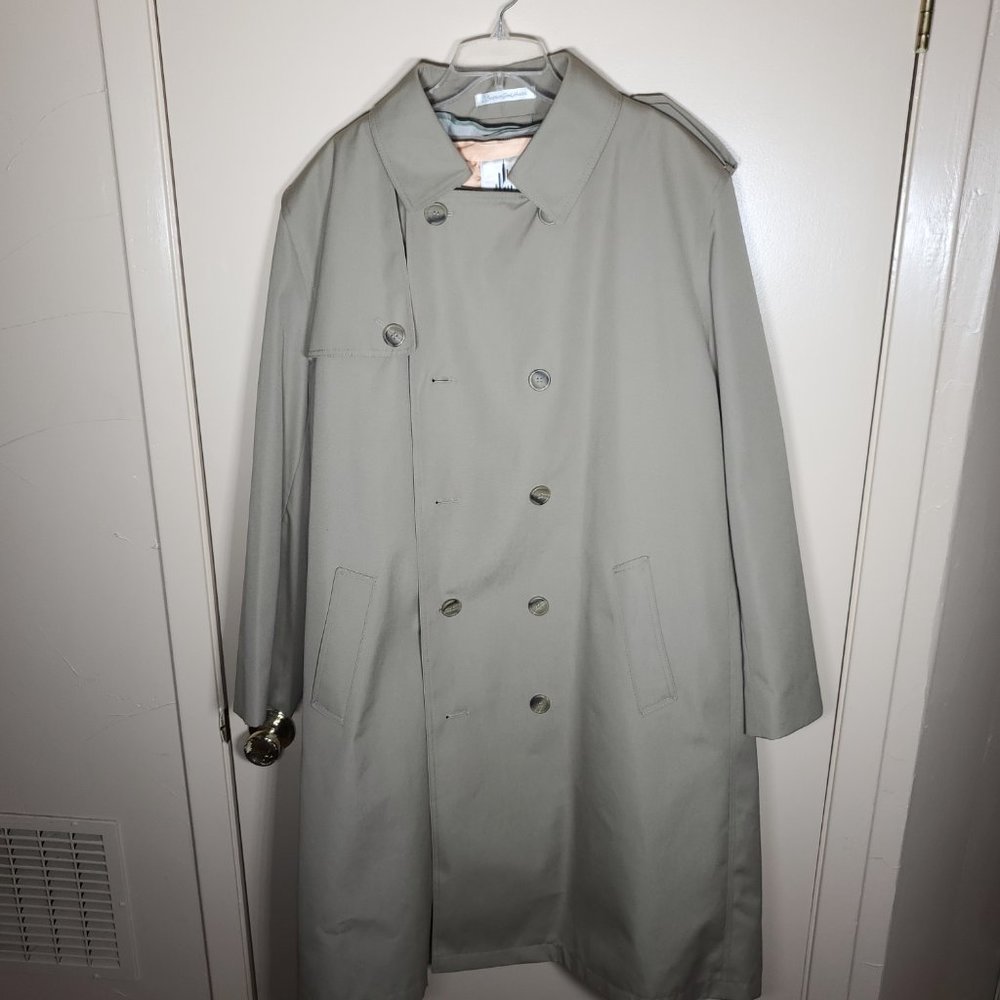 Vintage 80's Men's Beige Double Breasted Trench Coat - 46R - Misty Harbor - Like - Picture 7 of 14